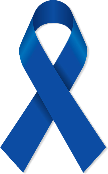 En enkel, blå oppmerksomhetssløyfe formet i en klassisk løkke på hvit bakgrunn.