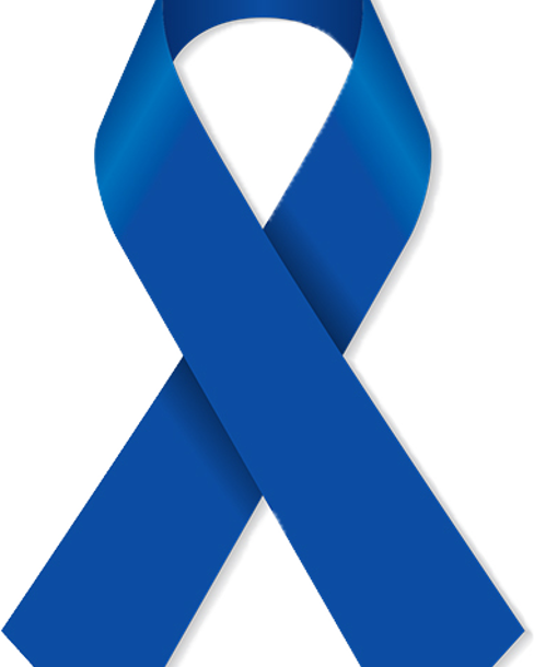 En enkel, blå oppmerksomhetssløyfe formet i en klassisk løkke på hvit bakgrunn.