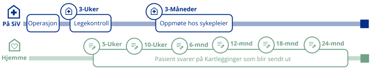 Illustrasjon som viser tidslinje over oppfølgingen