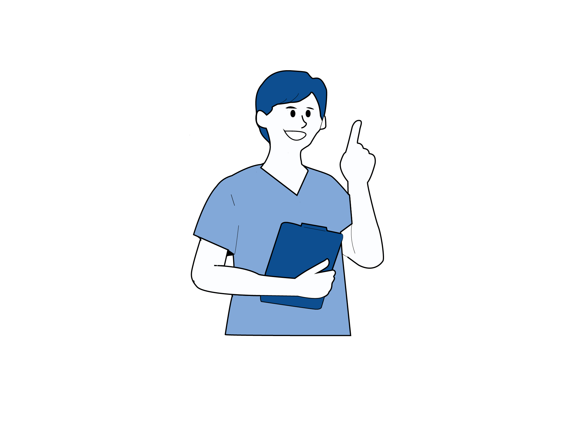 Illustrasjon som viser helsepersonell som gir informasjon og veiledning til pasienten etter operasjon.