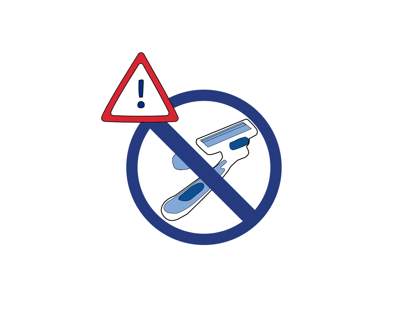 Illustrasjon som viser at det ikke er tillatt å barbere operasjonsområdet.