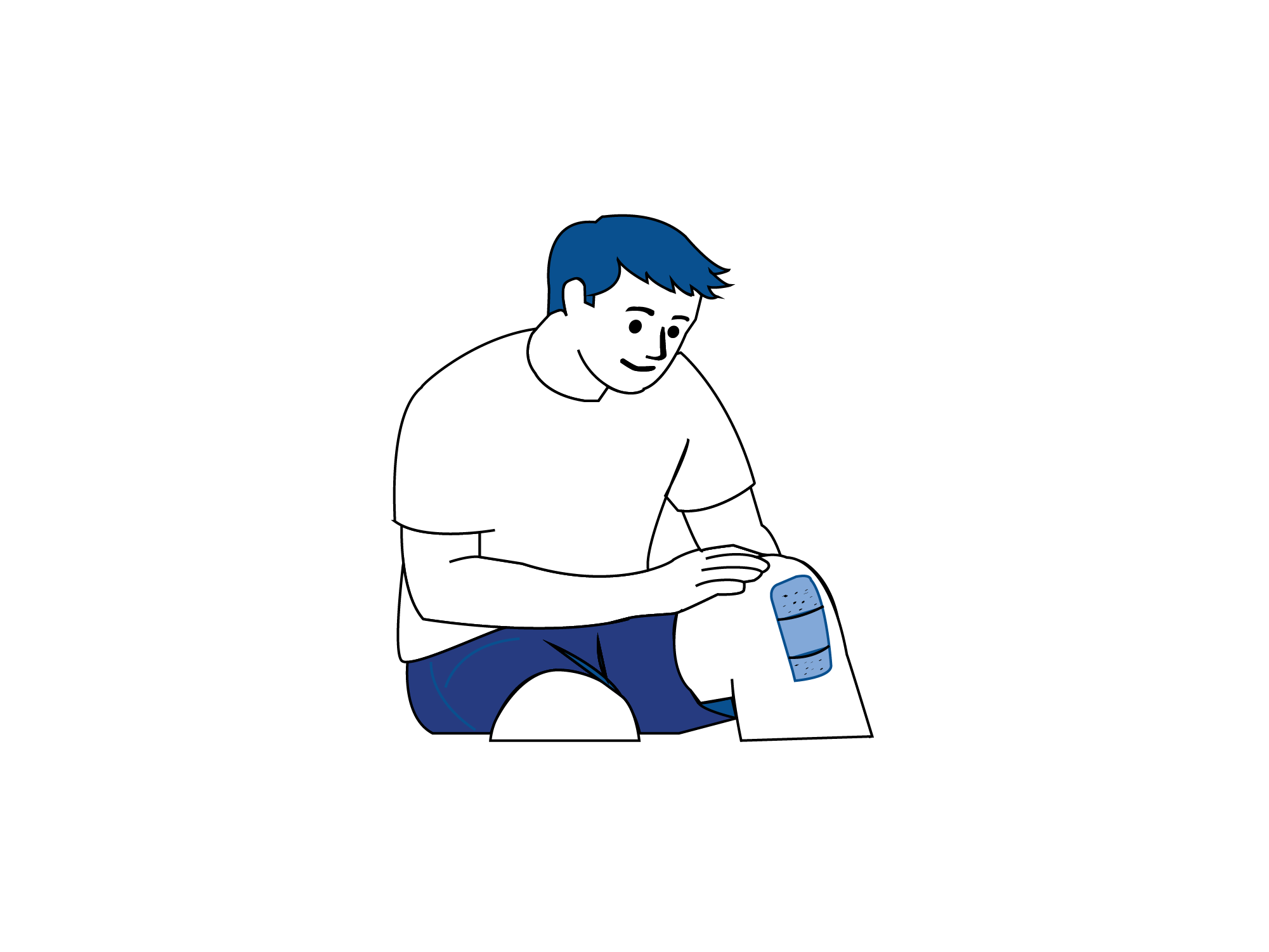 Illustrasjon som viser sårstell hjemme etter operasjon, der bandasjen på operasjonsområdet kontrolleres.