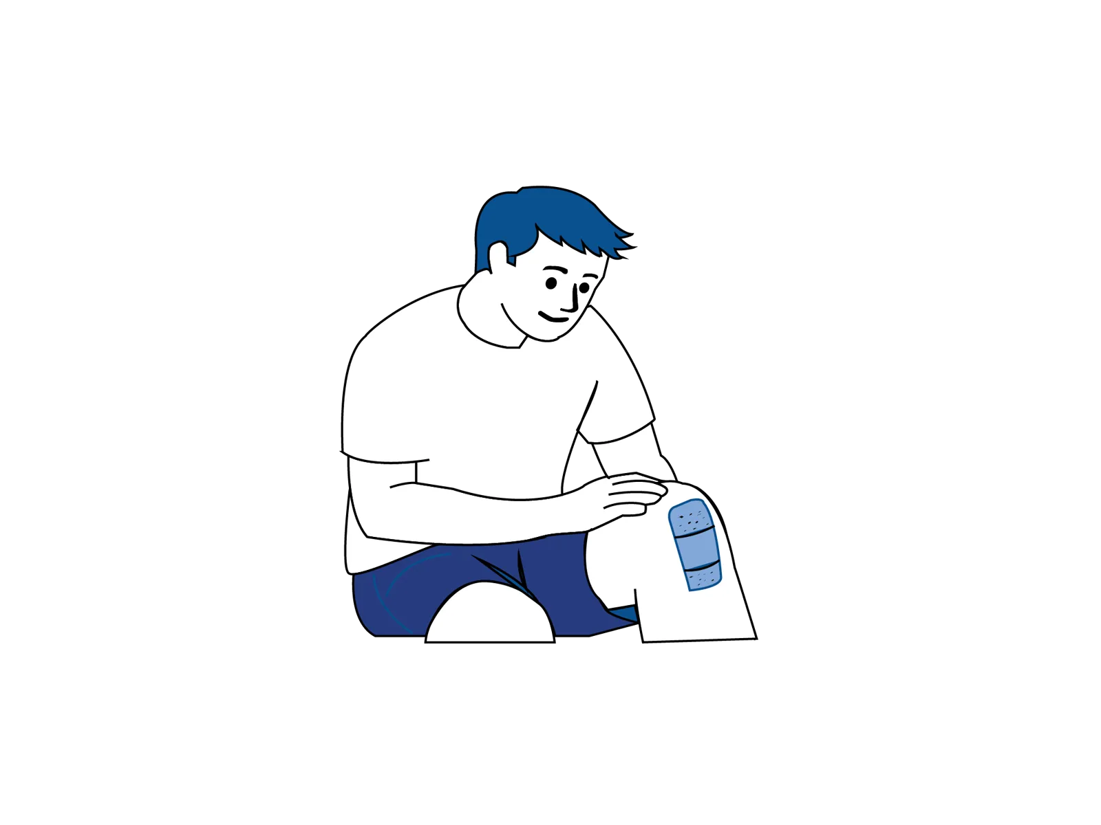 Illustrasjon som viser sårstell hjemme etter operasjon, der bandasjen på operasjonsområdet kontrolleres.