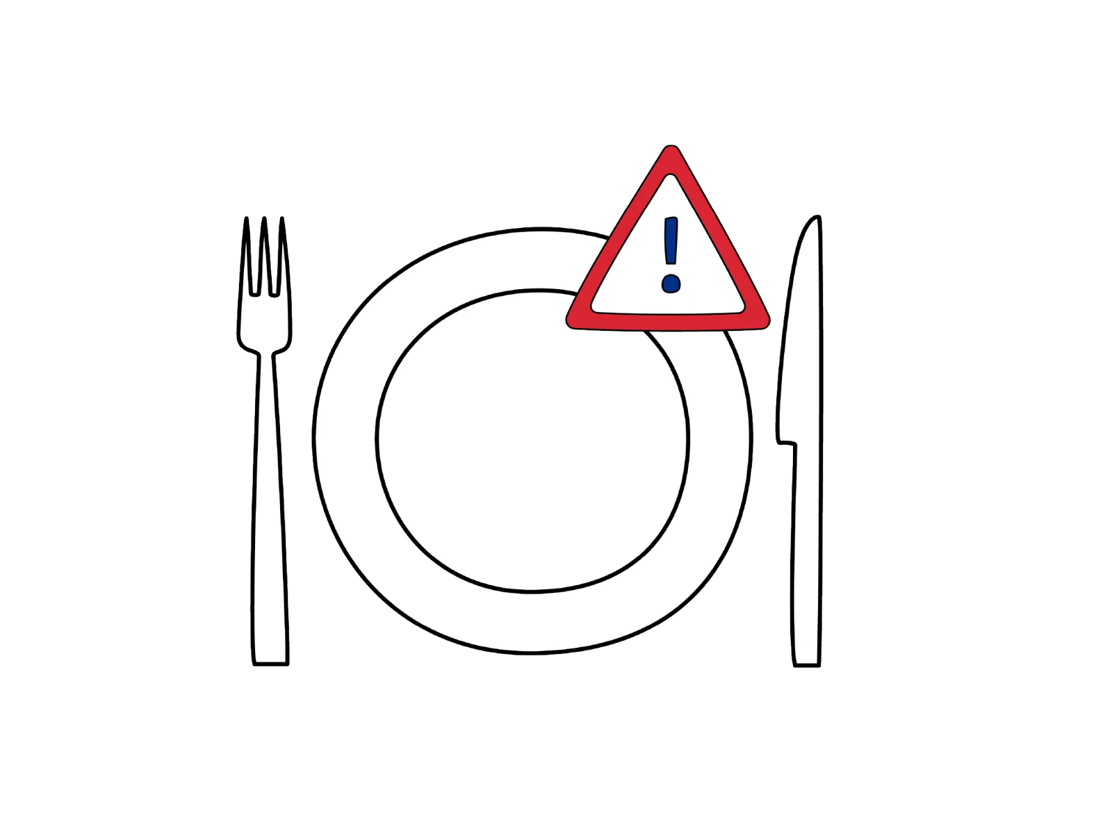 Illustrasjon som viser at du ikke skal spise eller drikke før operasjon.