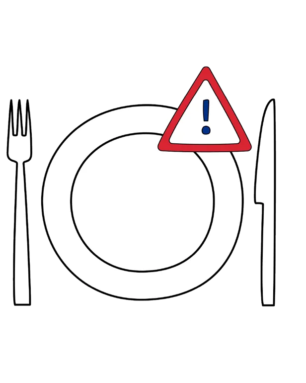 Illustrasjon som viser at du ikke skal spise eller drikke før operasjon.