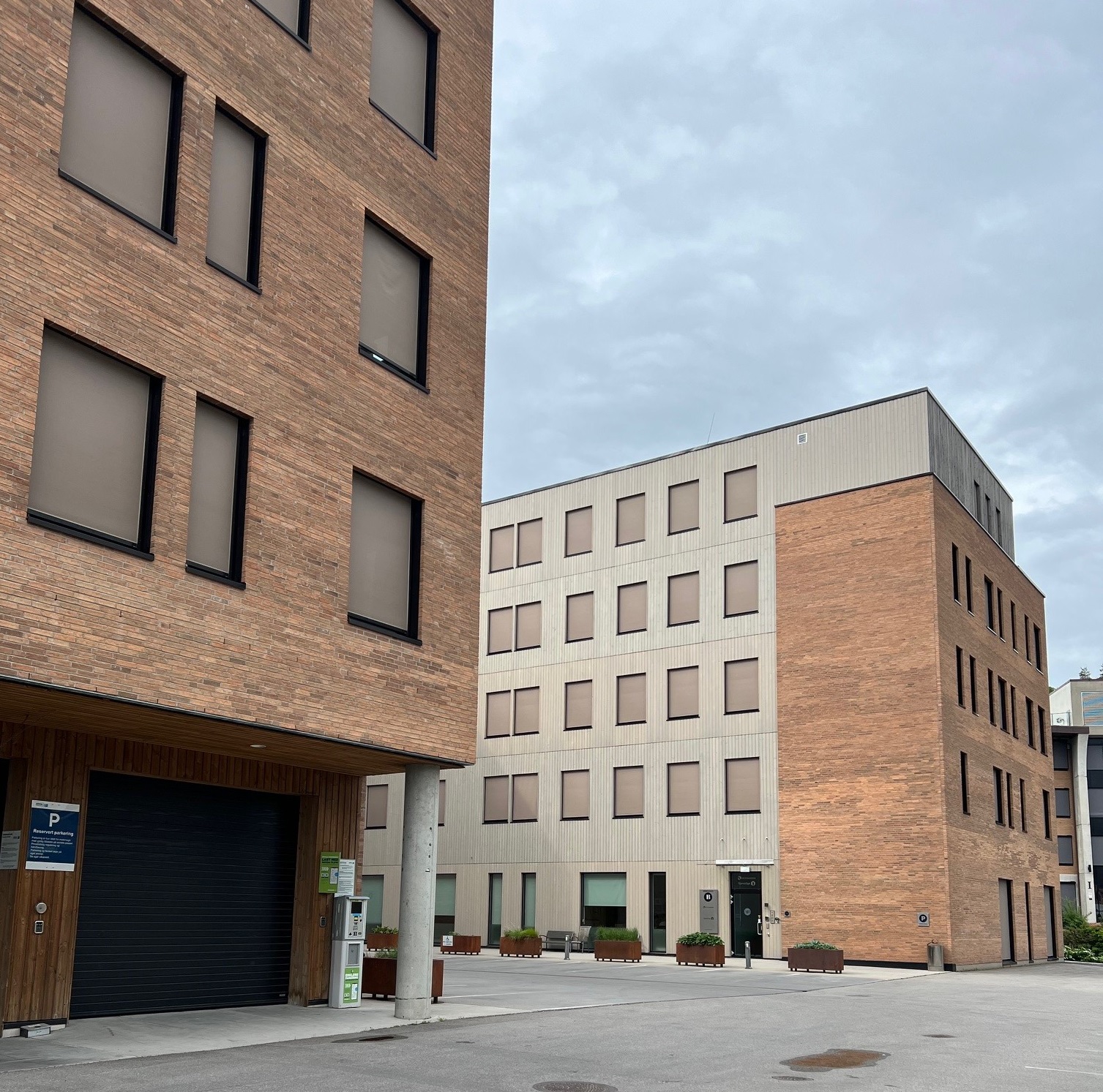 A building with a garage