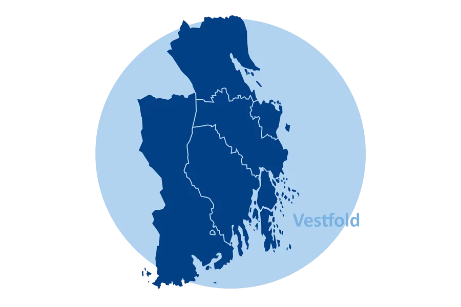 Tegnet kart over Vestfold fylke
