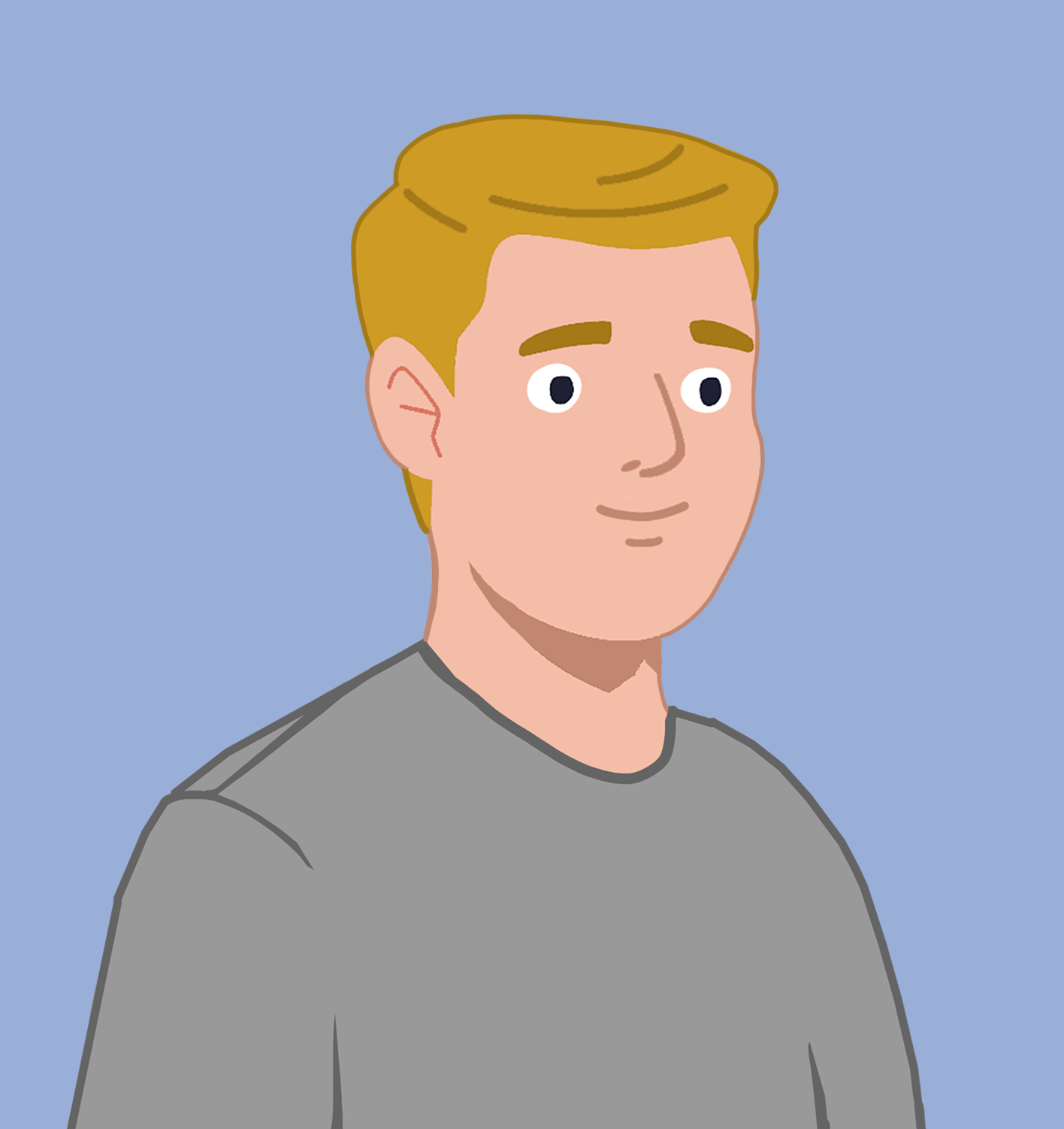 Illustrasjon av en mann med blondt hår