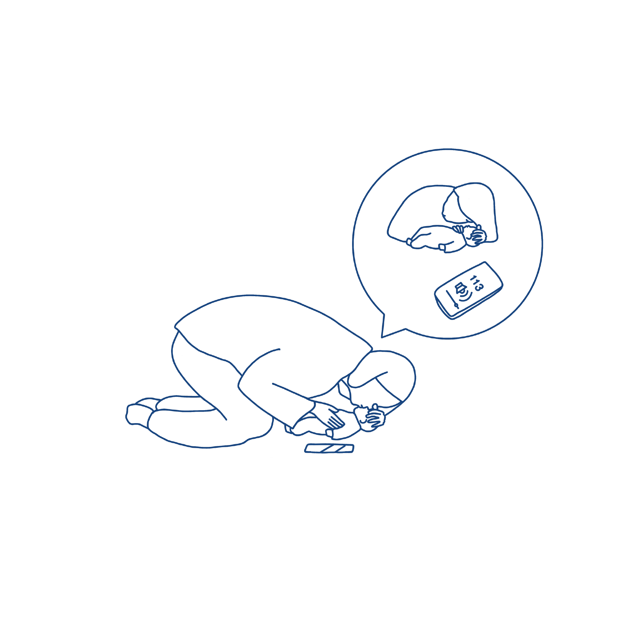 Illustrasjon av mor som gjør innblåsninger på barnet