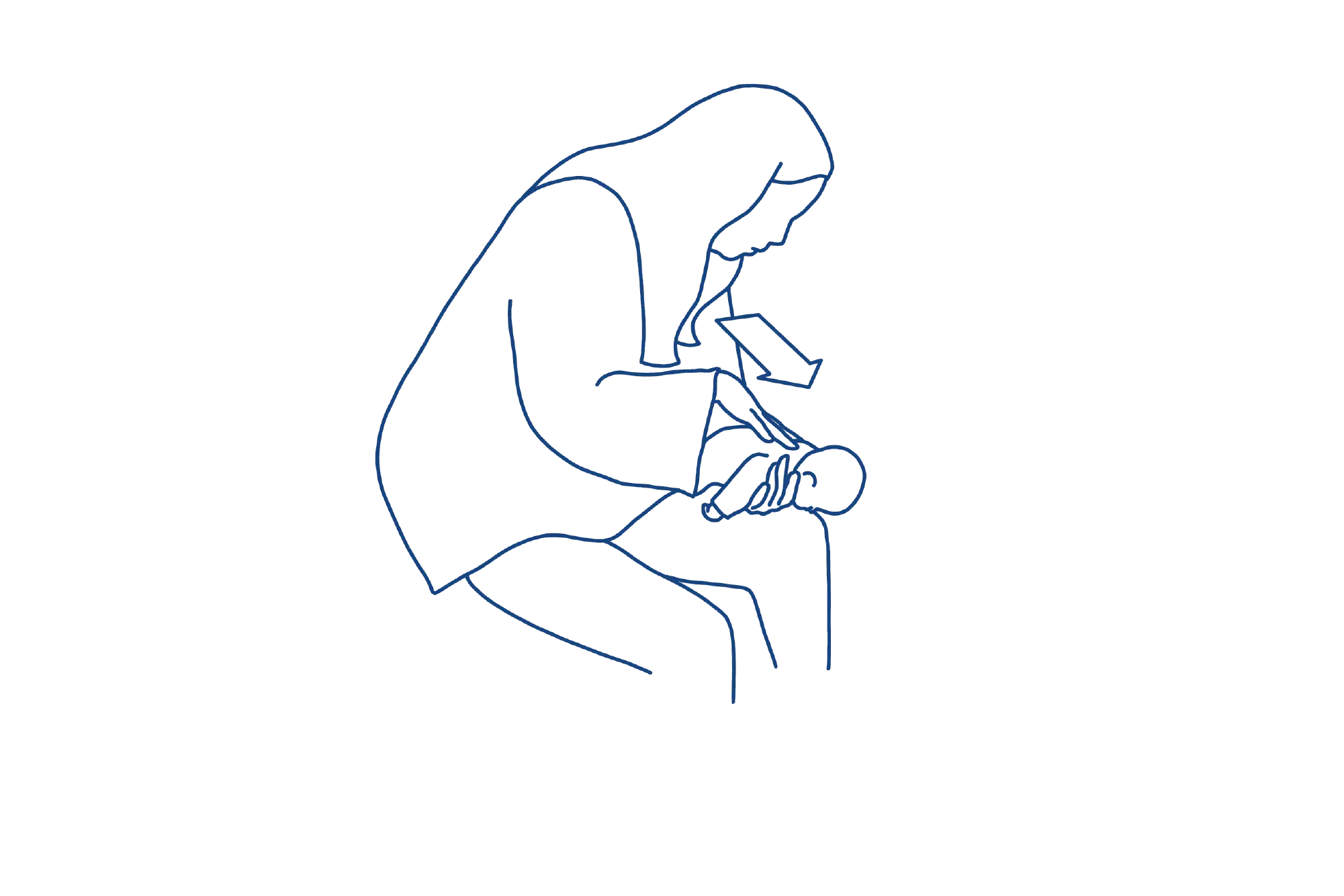 Illustrasjon av mor som stryker ryggen til barnet