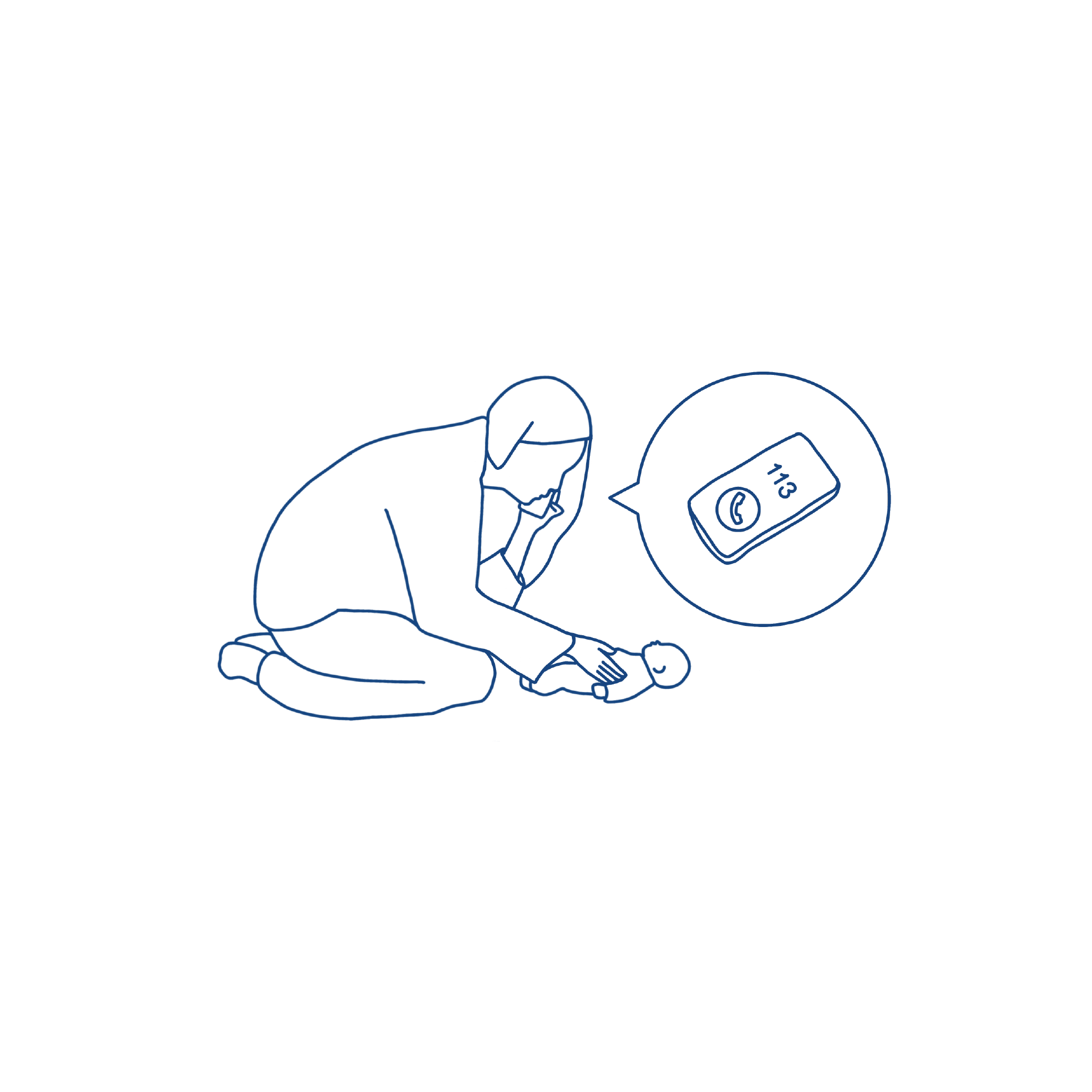 Illustrasjon av mor som ringer 113