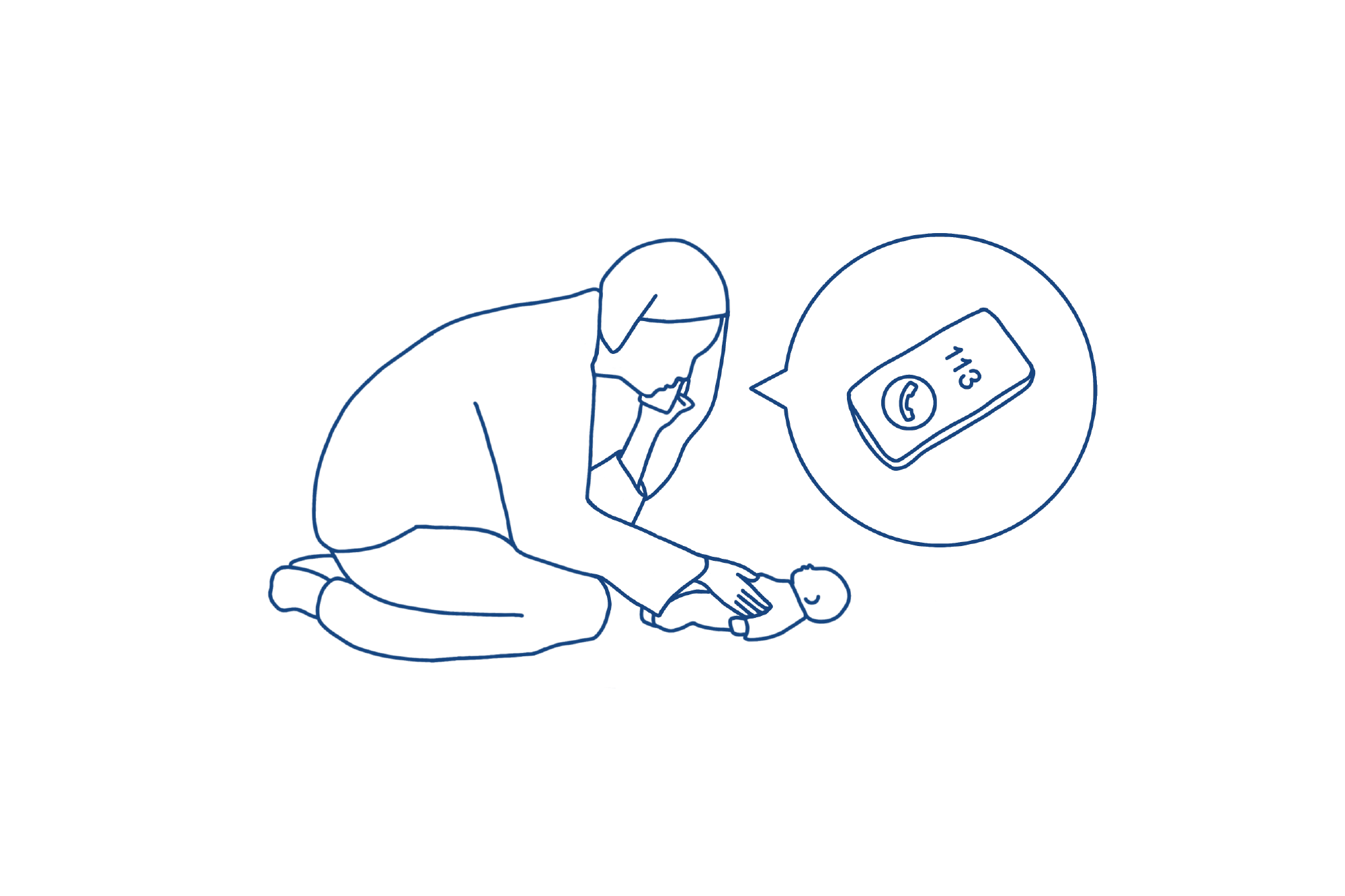 Illustrasjon av mor som ringer 113