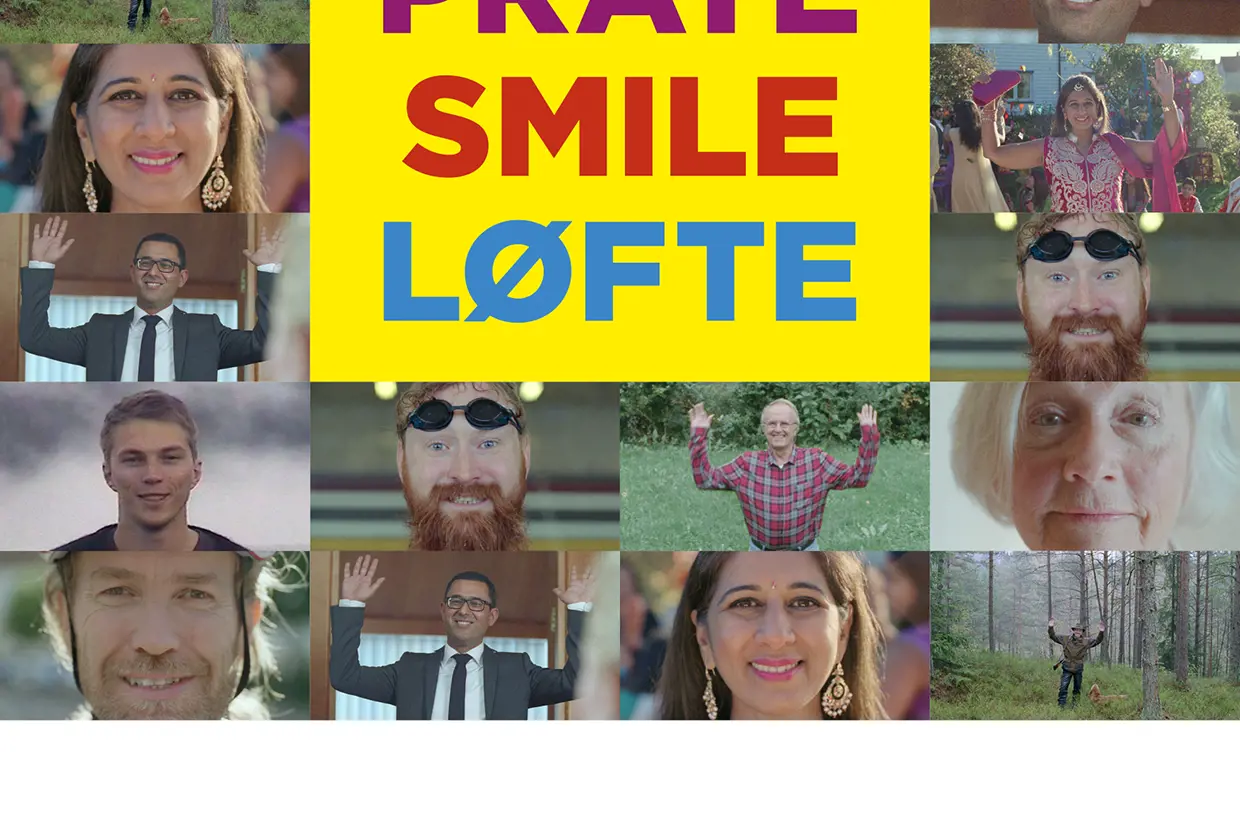 Plakat for hjerneslagskampanje - prate smile løfte