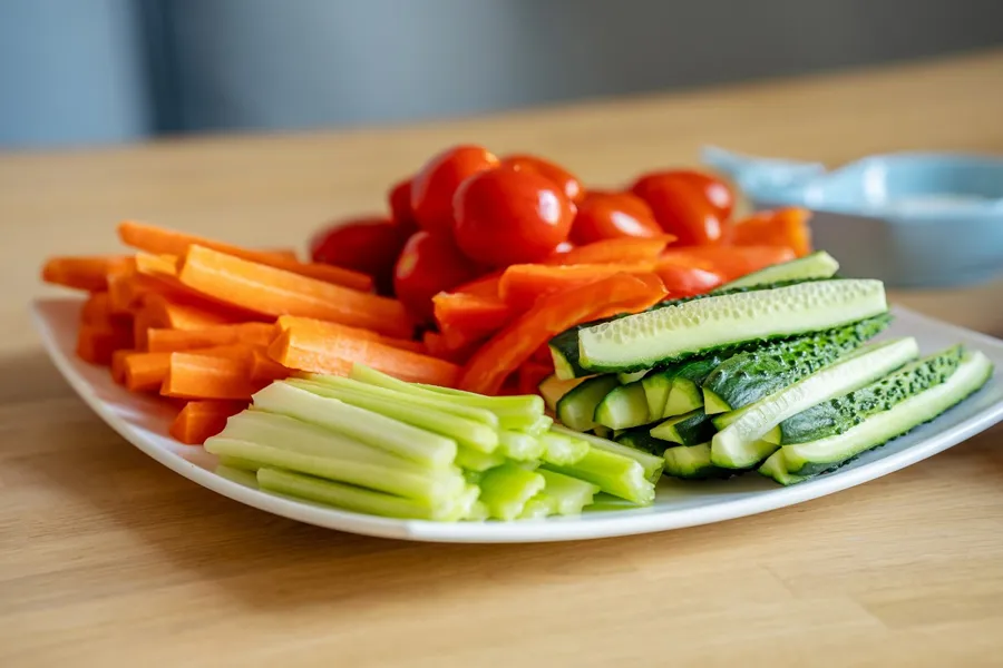En tallerken med grønnsaker