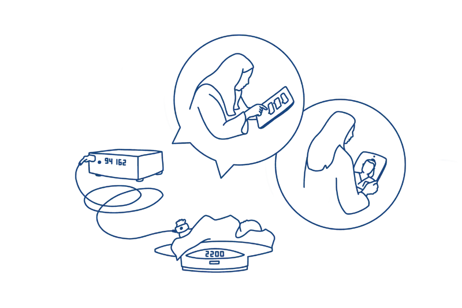 Tegning av hvordan virtuelt hjemmesykehus fungerer