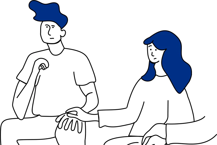 illustrasjon omsorh samtale mann og kvinne