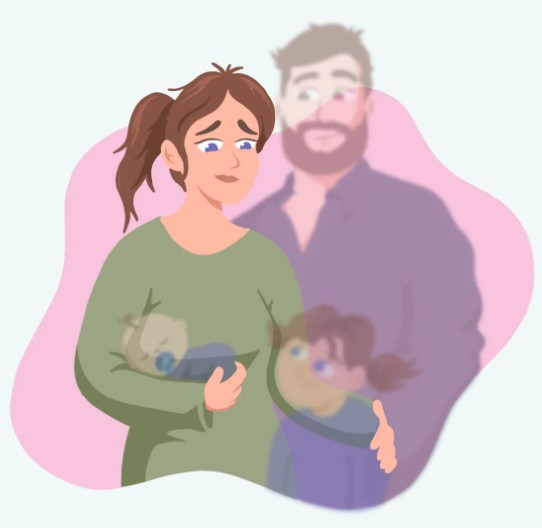 Family with mother, father, baby, and a little girl with pigtails