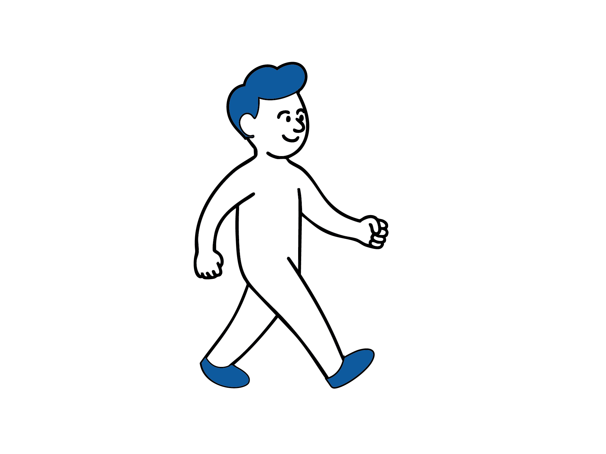 Illustrasjon av en person som går rolig