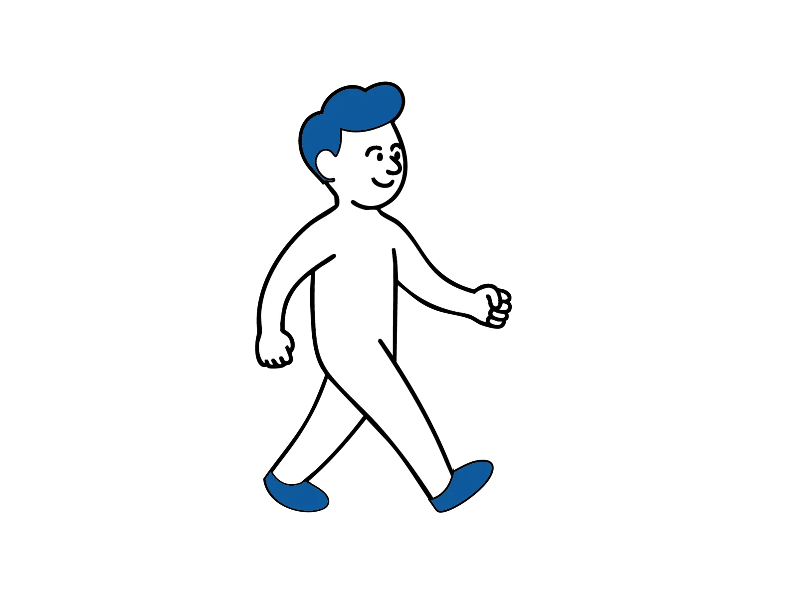 Illustrasjon av en person som går rolig