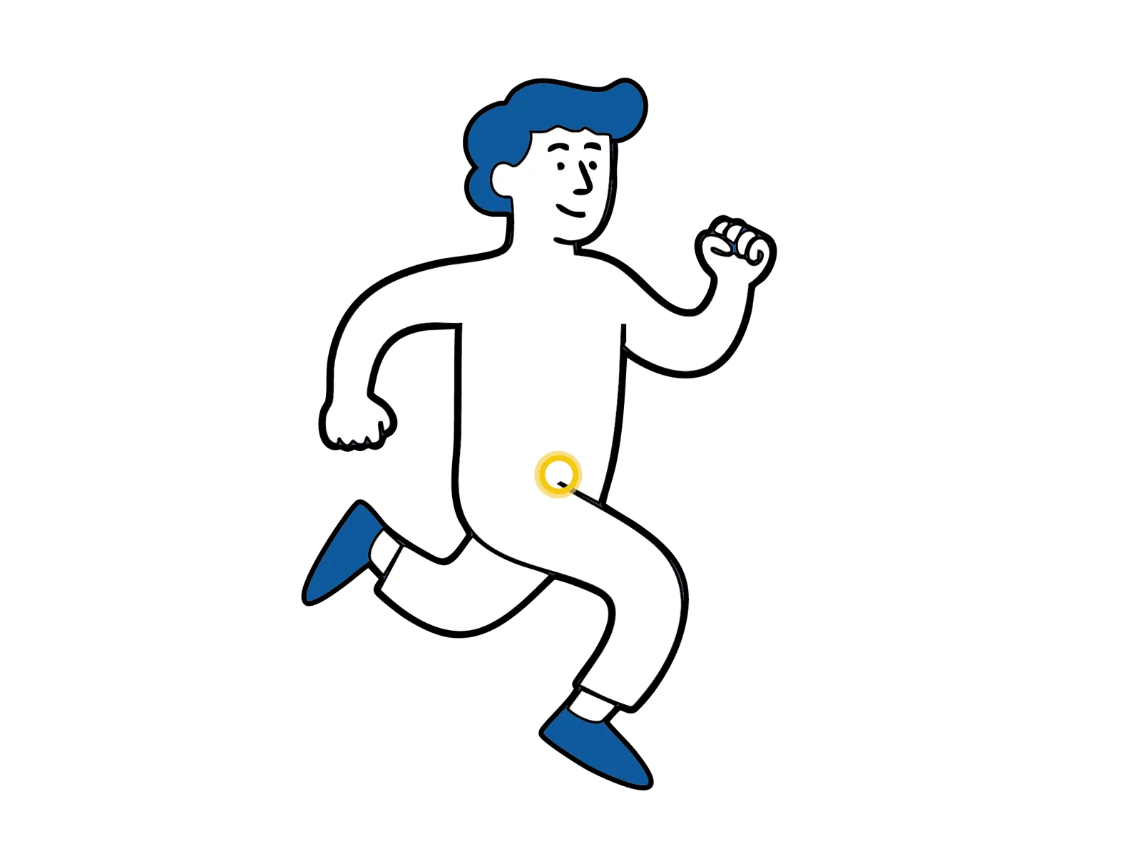 Medisinsk illustrasjon som viser at lyskebrokk kan være symptomfri og ikke merkes i hverdagen.