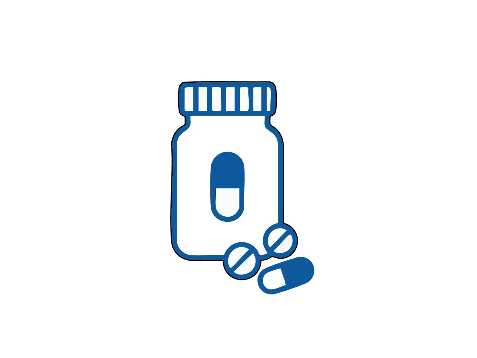 Illustrasjon av et medisinglass med tabletter ved siden av, som viser at man kan bruke smertestillende etter operasjon.